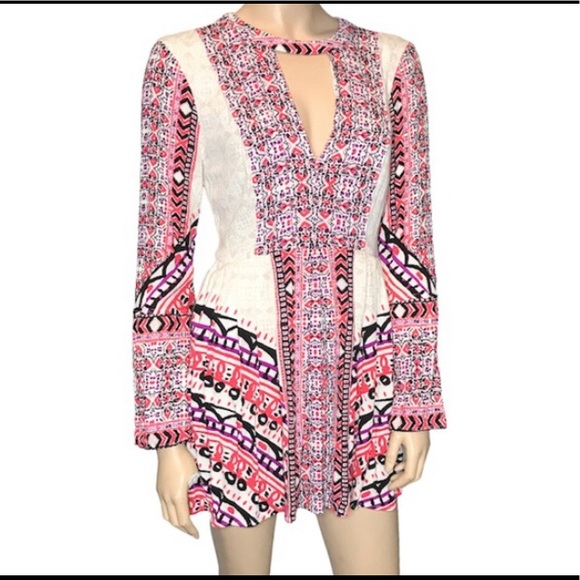 Free People Sz 4 Tegan Boarder Printed Mini Dress - Picture 3 of 13